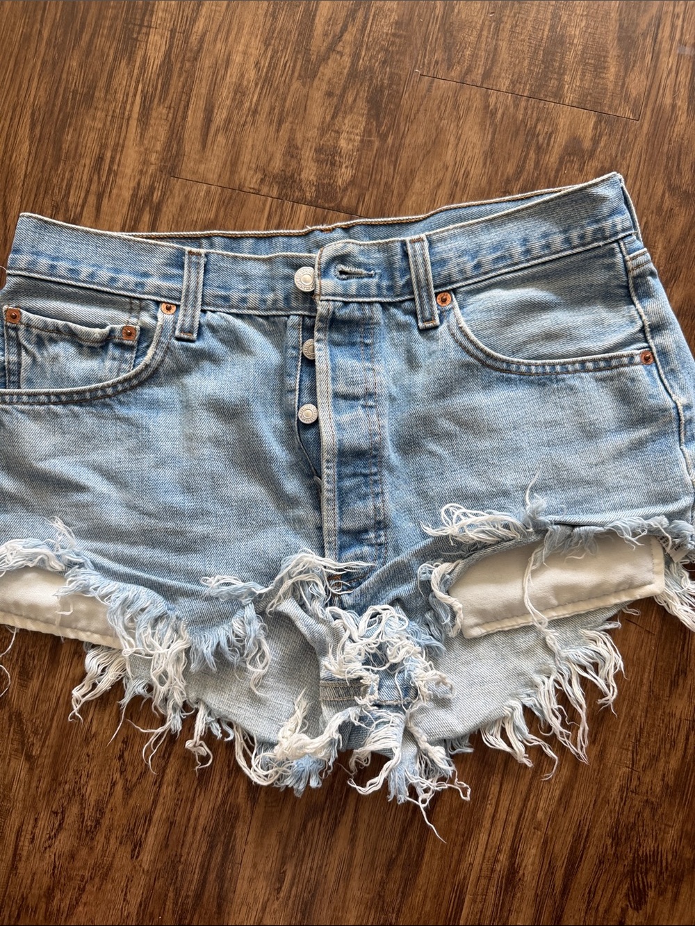 Levi's Light Blue Distressed Denim Cutoff Shorts